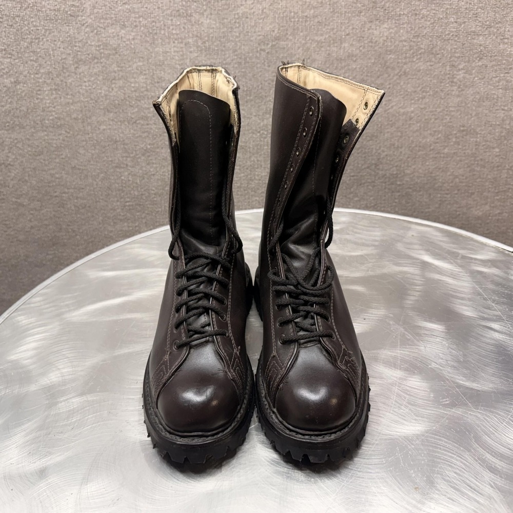 Vintage Calzaturificio Del Basento Boots Mens Size 9 Brown Leather Combat Italy